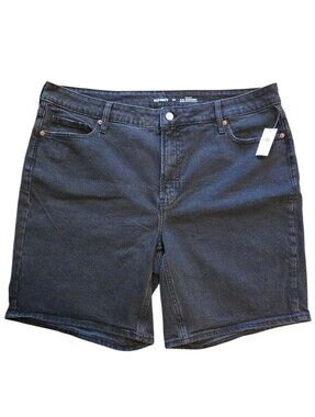 Old Navy OG Straight High Rise Faded Black Denim Shorts Size 20 9" Inseam